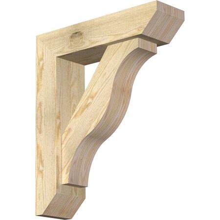 Ekena Millwork Funston Slat Rough Sawn Bracket w/ Offset Brace, Douglas Fir, 6"W x 22"D x 26"H BKT0604X22X26FST06RDF
